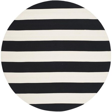 Safavieh Montauk Hand Woven Round Rug- Black - White- 4 x 4 ft. MTK712D-4R